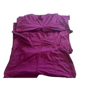 Lot of 3 Healing Hands Women’s 2X Maroon Yoga Scrub Pants Elastic Waist Nursing